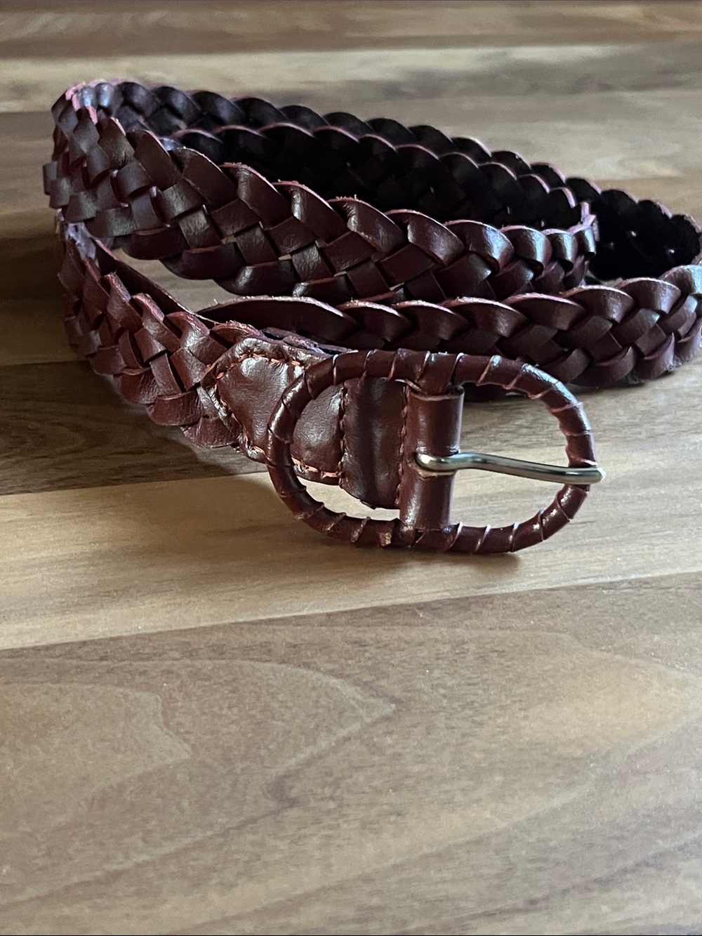 Simons  - Deep Brown Braided Genuine Leather Belt – Size M